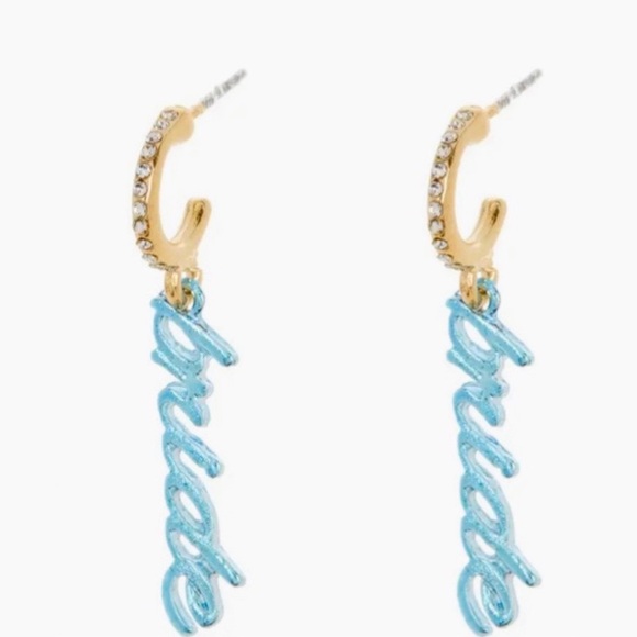 Bauble Bar Bride Gold and Blue Dangle Earrings - Picture 1 of 5